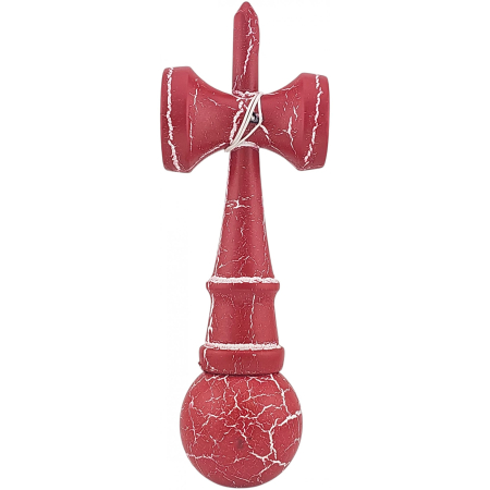 Kendama X Originala, Profesionala, Flippy, Cracked, din Lemn, 18 cm, Rosu/Alb [2]