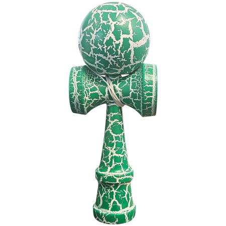 Kendama Cracked - Kendama X Originala, Profesionala, Flippy, Cracked, din Lemn, 18 cm, Verde/Alb