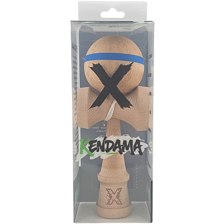 Kendama X Originala, Profesionala, Flippy, din Lemn, 18 cm, Special, Model cu Dunga, Albastru [3]