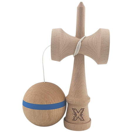 Kendama X Originala, Profesionala, Flippy, din Lemn, 18 cm, Special, Model cu Dunga, Albastru [1]