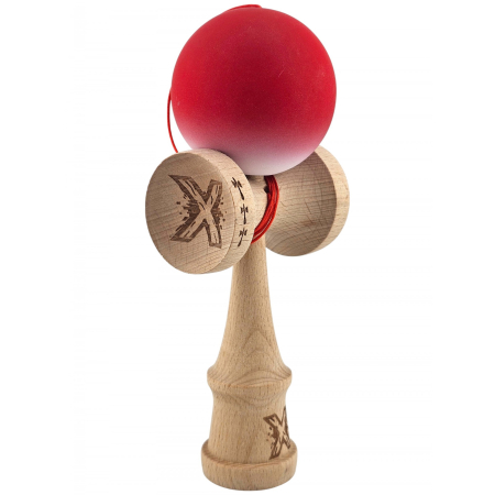 Kendama X Originala, Profesionala, Flippy, din Lemn, Big Cups, Rubber Grip, 18 cm, Rosu/Alb [1]