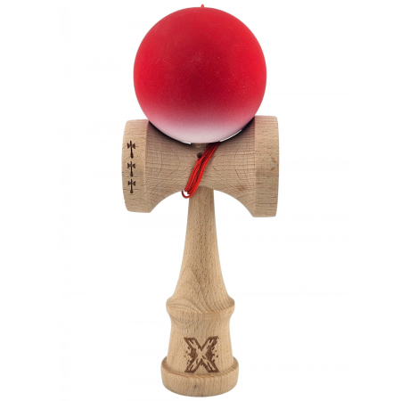 Kendama - Kendama X Originala, Profesionala, Flippy, din Lemn, Big Cups, Rubber Grip, 18 cm, Rosu/Alb