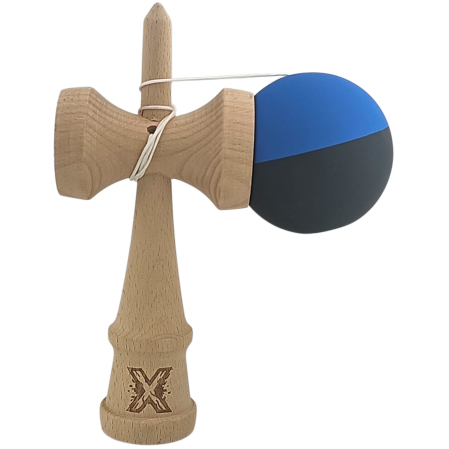 Kendama X Originala, Profesionala, Flippy, din Lemn, Rubber Grip, 18 cm, Albastru/Negru [1]