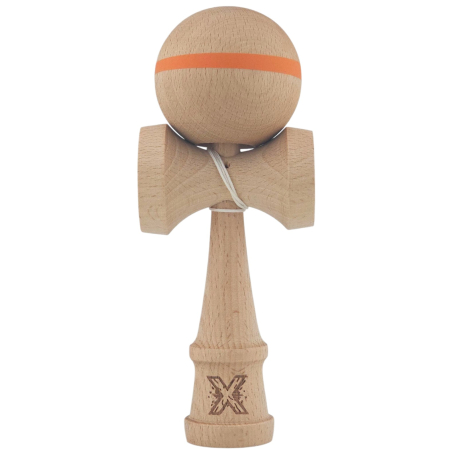 Articole Pentru Copii - Kendama X Originală, Profesională, Flippy, din Lemn, 18 cm Model cu Dunga, Portocaliu