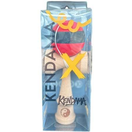Jucarie Kendama X Originala, Profesionala, Flippy, din Lemn, Rubber Grip, 18 cm, Rosu/Negru [3]