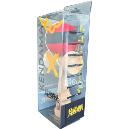 Jucarie Kendama X Originala, Profesionala, Flippy, din Lemn, Rubber Grip, 18 cm, Rosu/Negru [2]