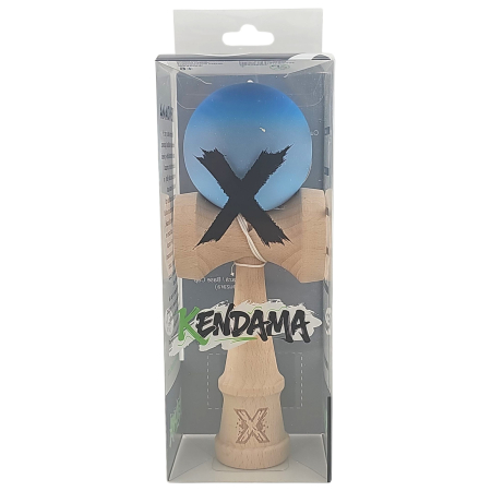 Kendama X Originala, Profesionala, Flippy, din Lemn, Rubber Grip, 18 cm, Albastru/Gri/Bleu [3]