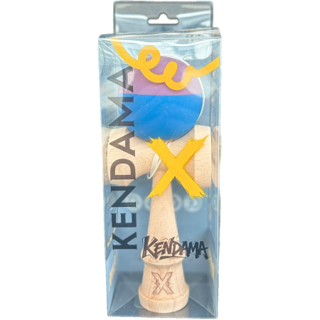 Jucarie Kendama X Originala, Profesionala, Flippy, din Lemn, Rubber Grip, 18 cm, Albastru/Mov [1]