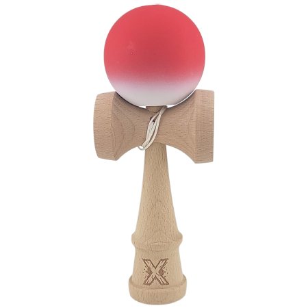 Kendama Rubber Grip - Kendama X Originala, Profesionala, Flippy, din Lemn, Rubber Grip, 18 cm, Gradient Rosu/Alb