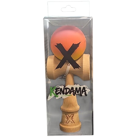 Kendama X Originala, Profesionala, Flippy, Rubber Grip, din Lemn, 18 cm, Roz/Portocaliu/Galben [1]