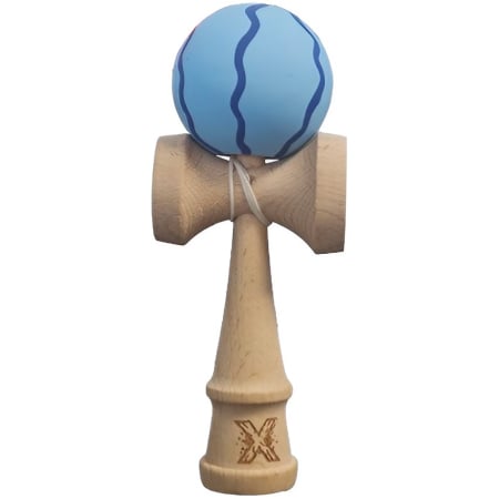 Kendama - Kendama X Originala, Profesionala, Flippy, Rubber Grip, din Lemn, 18 cm, Albastru deschis