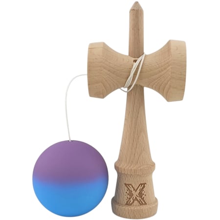 Kendama X Originala, Profesionala, Flippy, din Lemn, Rubber Grip, 18 cm, Gradient Violet/Albastru [1]