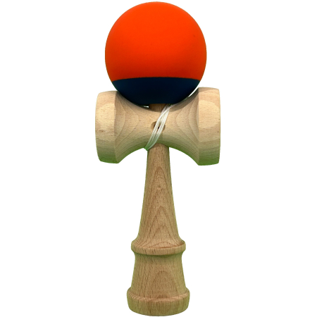 Kendama - ucarie Interactiva Kendama Profesionala, Flippy, din Lemn cu Bila Cauciucata, 18 x 6 x 7 cm, Joc de Indemanare pentru Copii si Adulti, Bicolor Portocaliu Albastru inchis