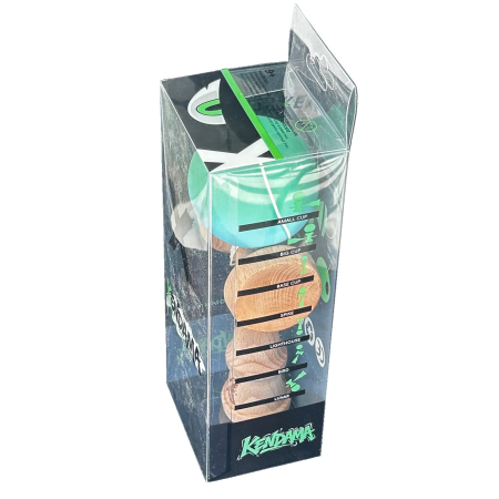 Jucarie Kendama X Originala, Profesionala, Flippy, din Lemn, Rubber Grip, 18 cm, Gradient Turcoaz/Alb [1]
