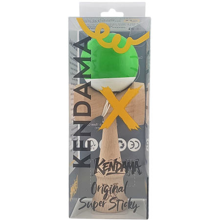 Kendama X Originala, Profesionala, Flippy, Super Sticky din Lemn, 18 cm, Verde/Alb [2]