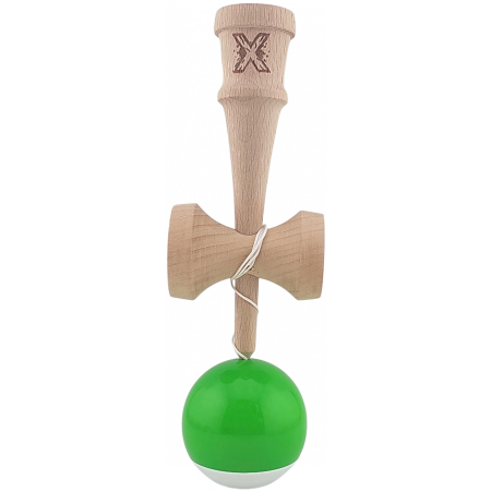 Kendama X Originala, Profesionala, Flippy, Super Sticky din Lemn, 18 cm, Verde/Alb [4]