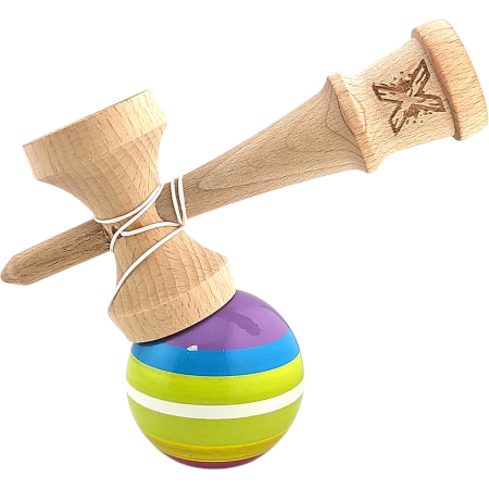 Kendama X Originala, Profesionala, Flippy, din Lemn, Super Sticky, 18 cm, Multicolor [3]