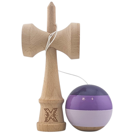Kendama X Originala, Profesionala, Flippy, Super Sticky din Lemn, 18 cm, Purpuriu/Mov/Lila [1]