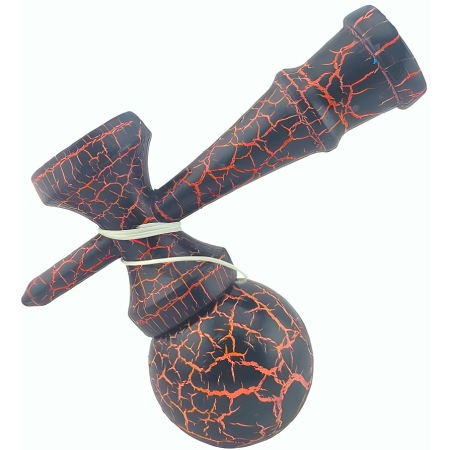 Kendama X Originala, Profesionala, Flippy, Kendama Cracked, din Lemn – 18 cm, Crack Negru/Portocaliu [2]