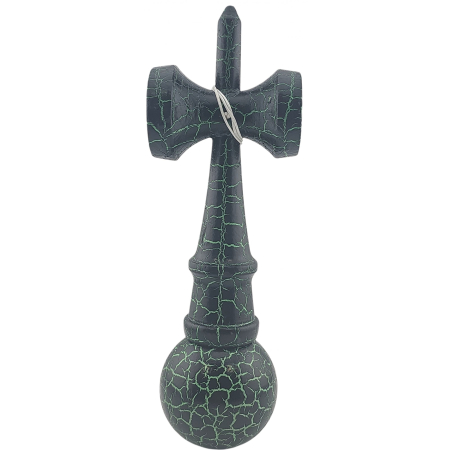 Kendama X Originala, Profesionala, Flippy, Kendama Cracked, din Lemn – 18 cm, Crack Negru/Verde [3]