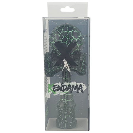 Kendama X Originala, Profesionala, Flippy, Kendama Cracked, din Lemn – 18 cm, Crack Negru/Verde [4]