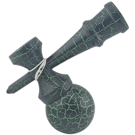 Kendama X Originala, Profesionala, Flippy, Kendama Cracked, din Lemn – 18 cm, Crack Negru/Verde [2]