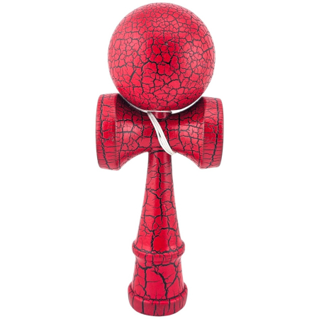 Kendama Cracked - Kendama X Originala, Profesionala, Flippy, Kendama Cracked, din Lemn, 18 cm, Rosu/Negru