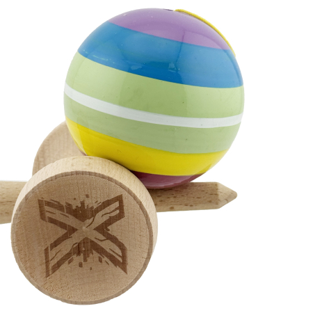 Kendama X Originala, Profesionala, Flippy, Legendary Spectrum, Cupe Mari KING SIZE V3, Super Sticky, Gaura in Baza, Rulment Metalic, din lemn 18 cm, Ata 55 cm, Multicolor [7]