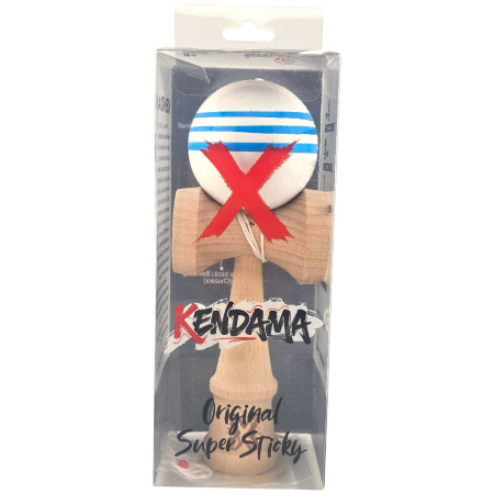 Kendama X Originala, Profesionala, Flippy, Original Super Sticky, din Lemn, 18 cm, Dark Alb/Albastru [1]