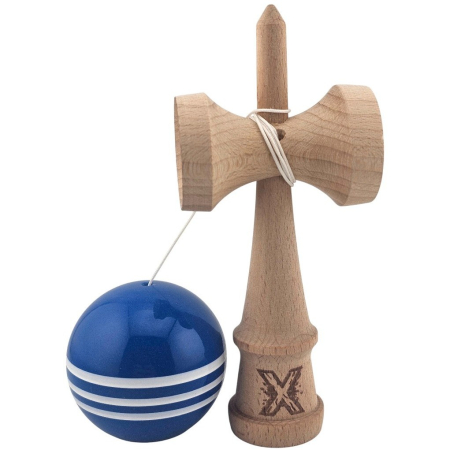 Kendama X Originala, Profesionala, Flippy, Original Super Sticky, din Lemn, 18 cm, Dark Blue/Alb [2]