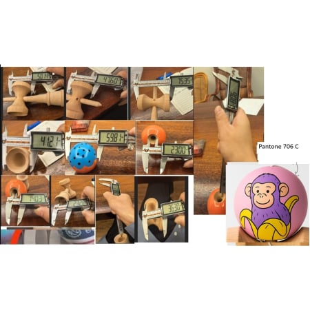 Kendama Monkey V3 Cupe Mari - Kendama X Originala, Profesionala, Flippy, Pink Monkey Super Sticky cu Cupe Mari V3, King Size Cups, Rulment Metalic si Gaura in Baza, din Lemn 18 cm, Ata 55 cm, Roz