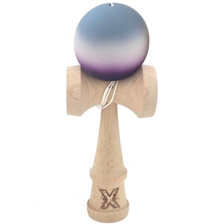 Kendama Rubber Grip - Kendama X Originala, Profesionala, Flippy, Rubber Grip, din Lemn, 18 cm, Gri/Alb/Mov