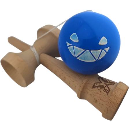 Kendama X Originala, Profesionala Limited Crazy Smile, Flippy, din Lemn, Super Stiky, 18 cm, Albastru [2]