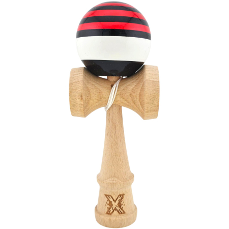 Jucarii Copii si Bebe - Kendama X Originala, Profesionala, Flippy, din Lemn, Super Sticky, 18 cm, Rosu/Negru/Alb