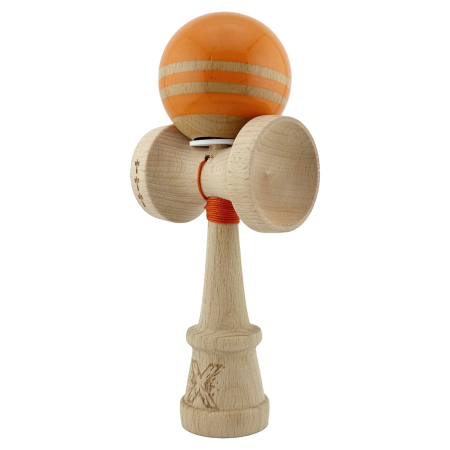 Kendama X Originala RAINBOW, Profesionala, Flippy, Cupe Mari KING SIZE V3, Super Sticky, Gaura in Baza, Rulment Metalic, din lemn 18 cm, Ata 55 cm, Portocaliu/Maro [2]