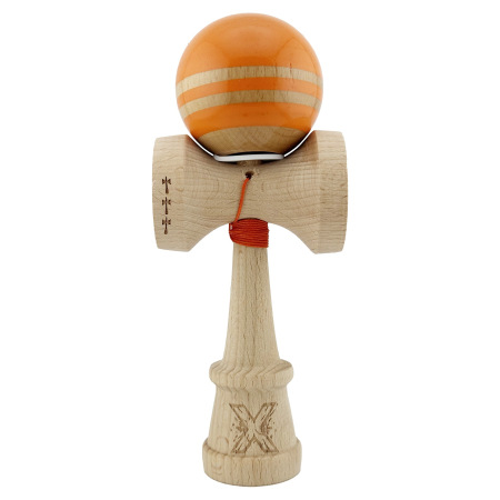 Kendama X Originala RAINBOW, Profesionala, Flippy, Cupe Mari KING SIZE V3, Super Sticky, Gaura in Baza, Rulment Metalic, din lemn 18 cm, Ata 55 cm, Portocaliu/Maro [1]