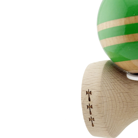 Kendama X Originala RAINBOW, Profesionala, Flippy, Cupe Mari KING SIZE V3, Super Sticky, Gaura in Baza, Rulment Metalic, din lemn 18 cm, Ata 55 cm, Verde/Maro [6]