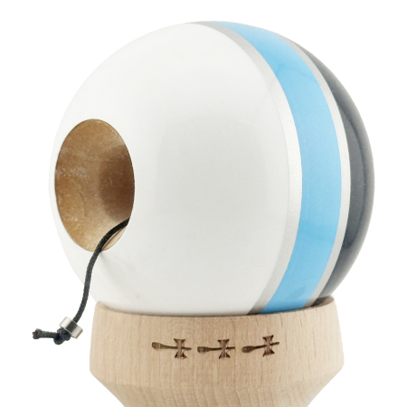 Kendama X Originala ROYAL SPIKE, Profesionala, Flippy, Cupe Mari KING SIZE V3, Super Sticky, Gaura in Baza, Rulment Metalic, din lemn 18 cm, Ata 55 cm, Inel Albastru deschis [5]