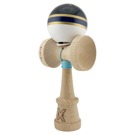 Kendama X Originala ROYAL SPIKE, Profesionala, Flippy, Cupe Mari KING SIZE V3, Super Sticky, Gaura in Baza, Rulment Metalic, din lemn 18 cm, Ata 55 cm, Inel Albastru inchis [2]