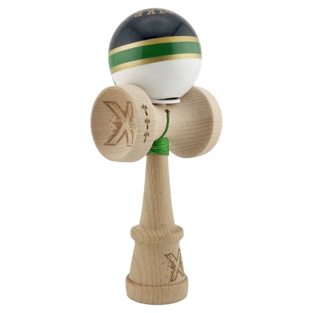 Kendama Royal V3 King Size - Kendama X Originala ROYAL SPIKE, Profesionala, Flippy, Cupe Mari KING SIZE V3, Super Sticky, Gaura in Baza, Rulment Metalic, din lemn 18 cm, Ata 55 cm, Inel Verde