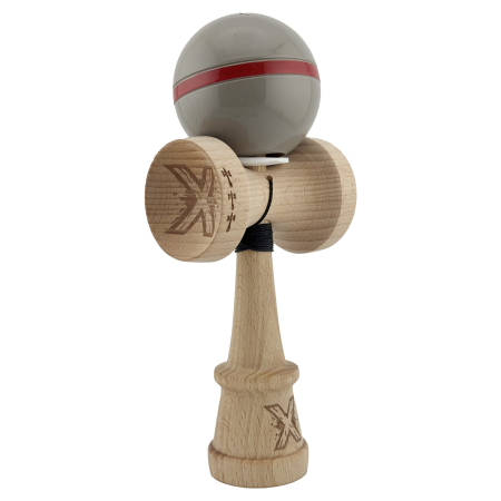 Kendama Silken V3 King Size - Kendama X Originala Silken, Profesionala, Flippy, Cupe Mari KING SIZE V3, Super Sticky, Gaura in Baza, Rulment Metalic, din lemn 18 cm, Ata 55 cm, Ice Gri
