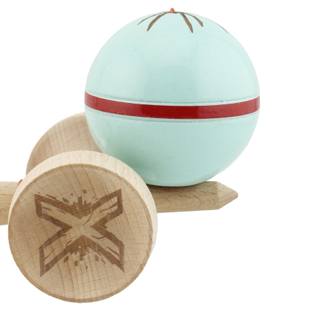Kendama X Originala Silken, Profesionala, Flippy, Cupe Mari KING SIZE V3, Super Sticky, Gaura in Baza, Rulment Metalic, din lemn 18 cm, Ata 55 cm, Verde Mint [7]