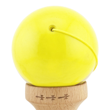 Kendama X Rainbow Originala, Profesionala, Flippy, Big Cups V2, Super Sticky cu Cupe Mari, Rulment Metalic, din lemn 18 cm, Ata 55 cm, Galben/Maro [8]