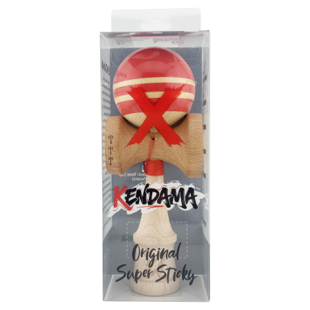 Kendama X Rainbow Originala, Profesionala, Flippy, Big Cups V2, Super Sticky cu Cupe Mari, Rulment Metalic, din lemn 18 cm, Ata 55 cm, Rosu/Maro [4]