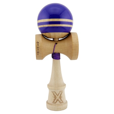 Kendama Rainbow V2 Cupe Mari - Kendama X Rainbow Originala, Profesionala, Flippy, Big Cups V2, Super Sticky cu Cupe Mari, Rulment Metalic, din lemn 18 cm, Ata 55 cm, Violet/Maro