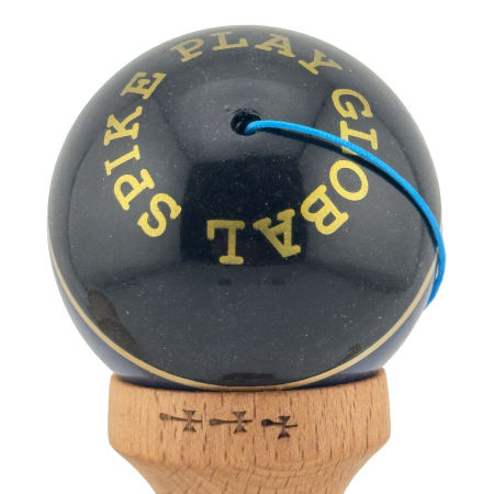 Kendama X ROYAL SPIKE Originala, Profesionala, Flippy, Big Cups V2, Super Sticky cu Cupe Mari, Rulment Metalic, din lemn 18 cm, Ata 55 cm, Negru/Dark Blue Gold/Alb [8]