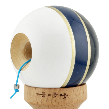 Kendama X ROYAL SPIKE Originala, Profesionala, Flippy, Big Cups V2, Super Sticky cu Cupe Mari, Rulment Metalic, din lemn 18 cm, Ata 55 cm, Negru/Dark Blue Gold/Alb [5]