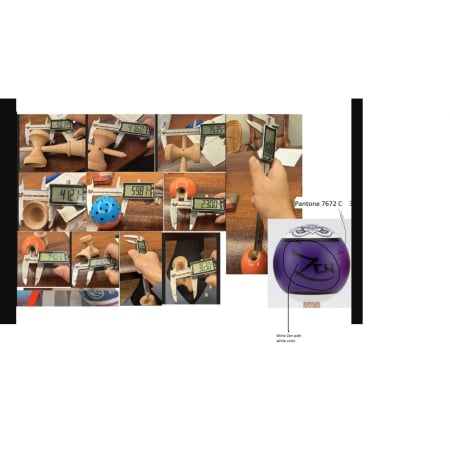 Kendama Zen V3 Cupe Mari - Kendama X Zen Series Originala, Profesionala, Flippy, Cupe Mari KING SIZE V3, Super Sticky, Gaura in Baza, Rulment Metalic, din lemn 18 cm, Ata 55 cm, Violet