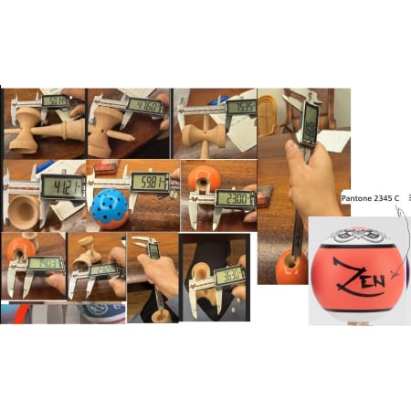 Kendama Zen V3 Cupe Mari - Kendama X Zen Series Originala, Profesionala, Flippy, Cupe Mari KING SIZE V3, Super Sticky, Gaura in Baza, Rulment Metalic, din lemn 18 cm, Ata 55 cm, Coral