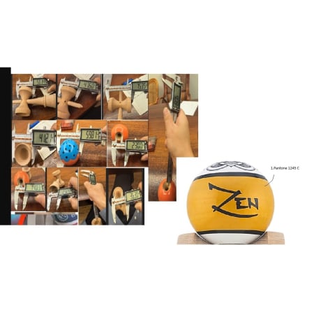 Kendama Zen V3 Cupe Mari - Kendama X Zen Series Originala, Profesionala, Flippy, Cupe Mari KING SIZE V3, Super Sticky, Gaura in Baza, Rulment Metalic, din lemn 18 cm, Ata 55 cm, Auriu